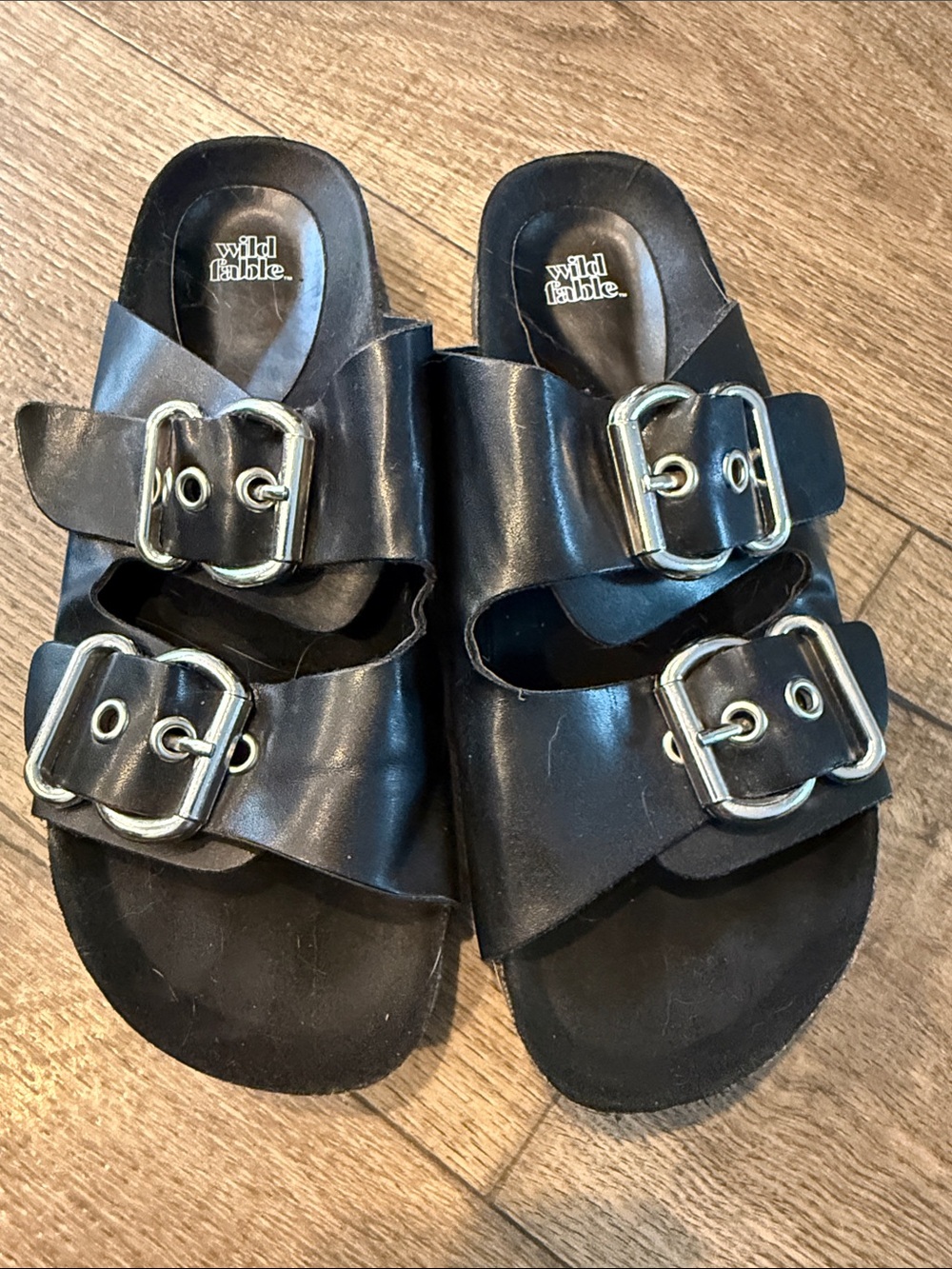 wild fable Black Double-Buckle Slide Sandals for Kids